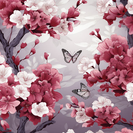 Blossom flowers with butterflies vector