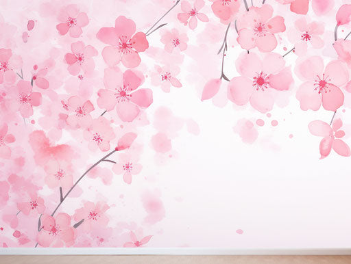 Watercolor painted pink floral wallpaper