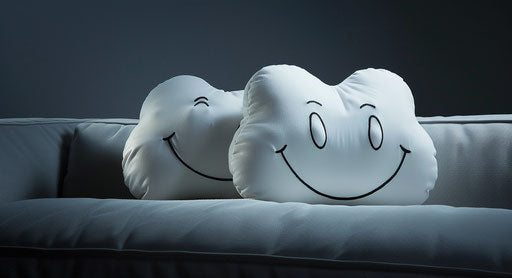 Happy face pillows at night