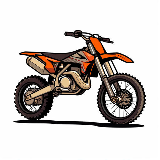 Minimalist style dirt bike clipart, on white background