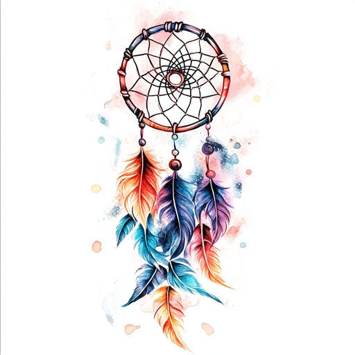 Trendy flat tattoo of arm for women with dreamcatcher in soft pastels on white background