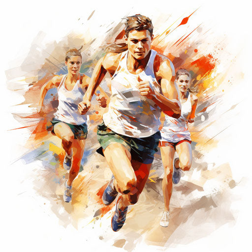 Sports day illustration in the style of Oil painting, on white background
