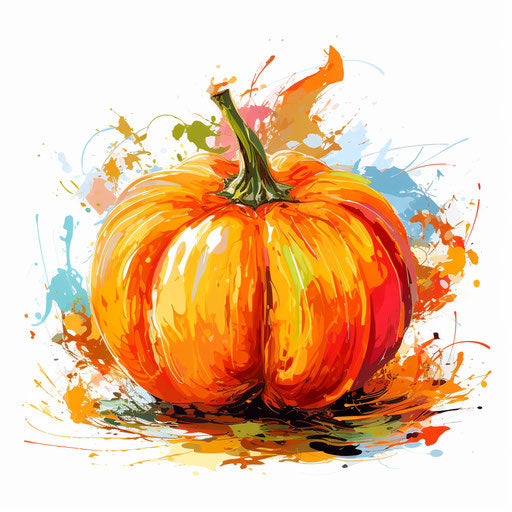 Pumpkin clipart in the style of Impressionistic Art, on a white background