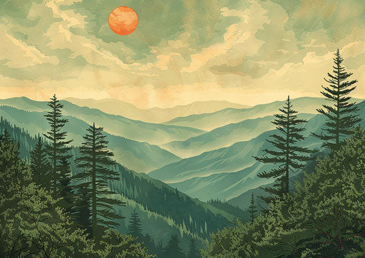 Retro travel poster for national park, Blue Ridge Mountains