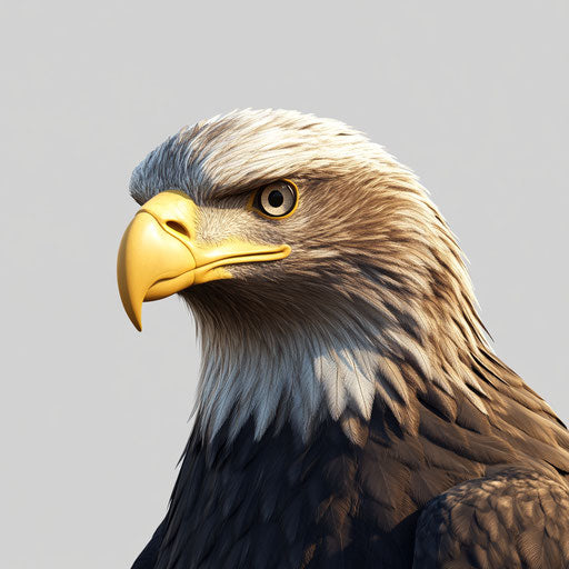 3D eagle in photo realistic style on flat white background, isolated clipart