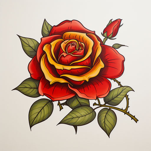 Rose tattoo by squirrel and bear