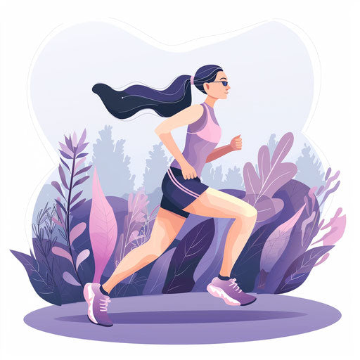 Realistic jogging clipart on soft lavender background