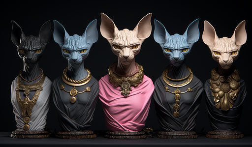 Sphynx cats: caring in dark bronze and silver style