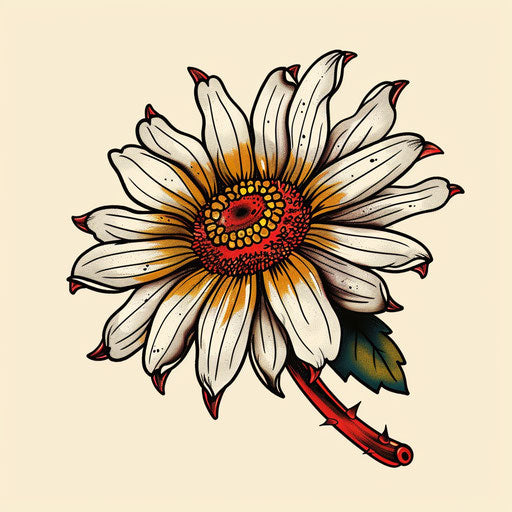 Vintage tattoo sketch of a daisy in clipart style