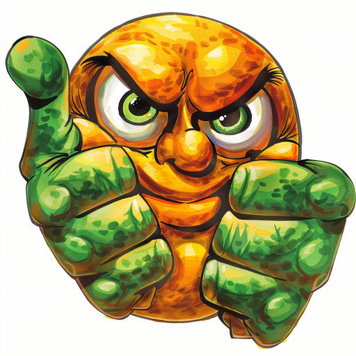 Green emoticon with two thumbs up