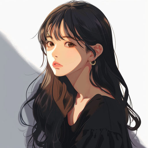 Anime clipart in photo realistic style on flat white background