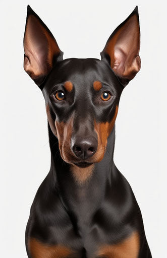 Doberman Pinscher with ear and hair clipart, transparent PNG download, close-up intensity