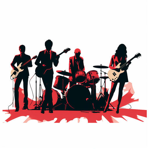 Group of musicians illustration in Chiaroscuro Art style, on white background