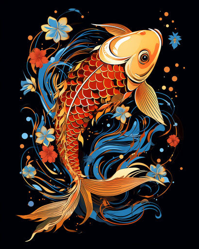 Koi fish tattoo drawing on white background