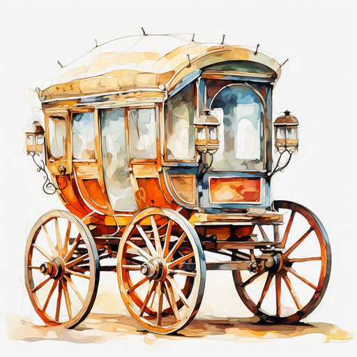 Cart illustration in the style of Oil painting, on white background