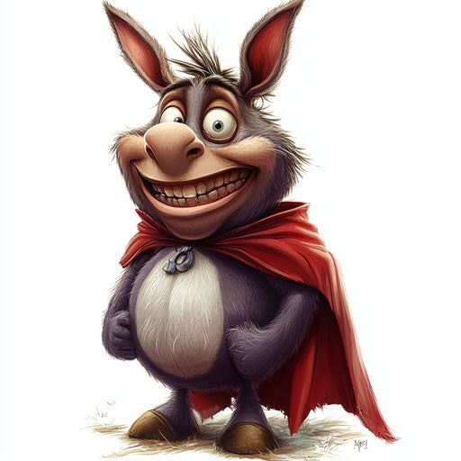 Dynamic Donkey Caricature Clipart JPG for Digital Media