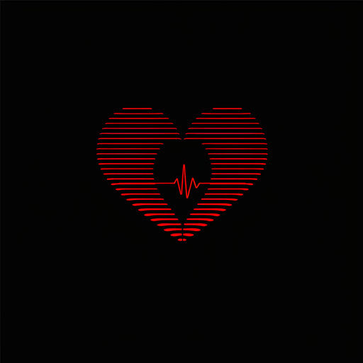 Simple red heart beat on black background