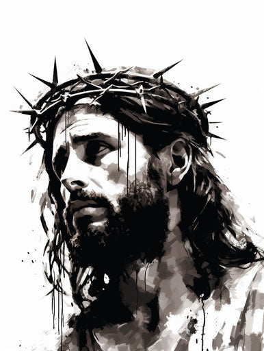 Vector crown of thorns in black and white, nostalgic style