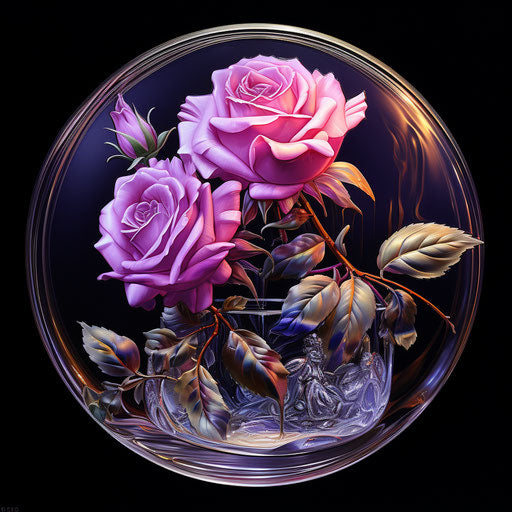 Captivating dreamscape in violet round frame