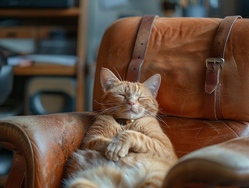 Bald cat laying in office chair