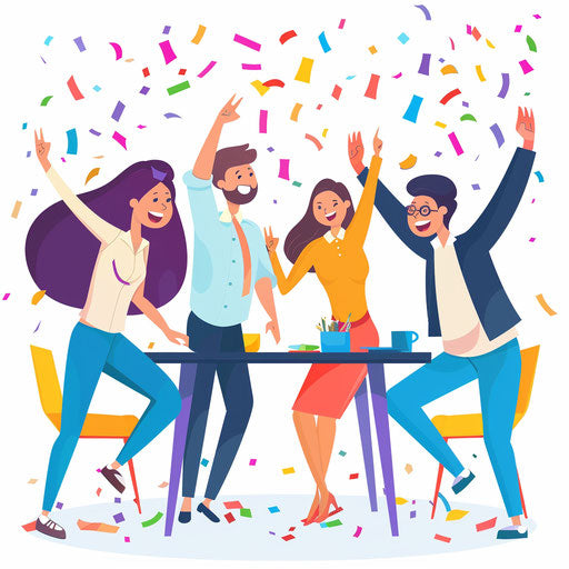 Dynamic team celebrating project milestone