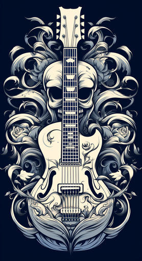 Skull and guitars tattoo militaristic realism