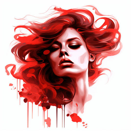 Red clipart in the style of Chiaroscuro Art, on a white background
