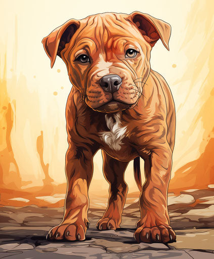 Puppy walking in the yard