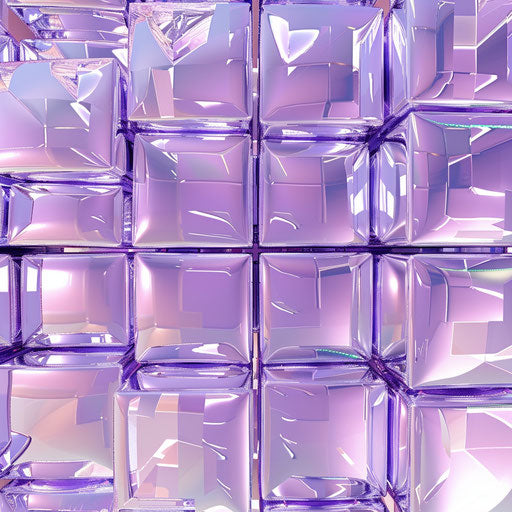 Realistic cube clipart on lavender background, precise details