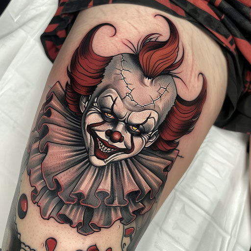 Gothic clown with dark colors on white background