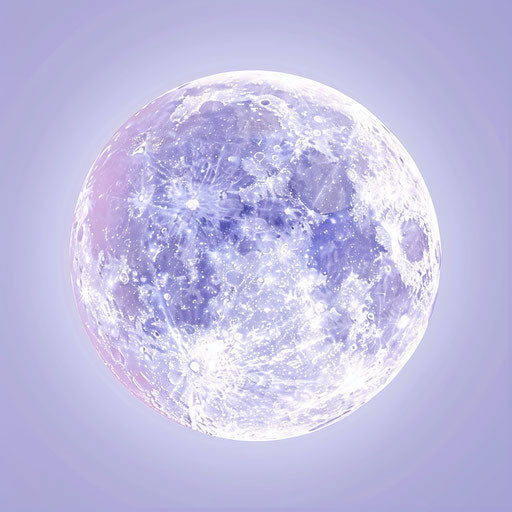 Realistic full moon on shimmering lavender backdrop