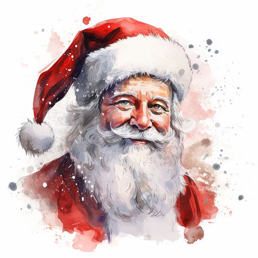 Santa clipart in the style of oil painting on white background