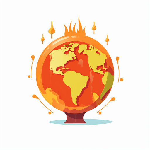 Clipart of global warming in the Minimalist style, on white background