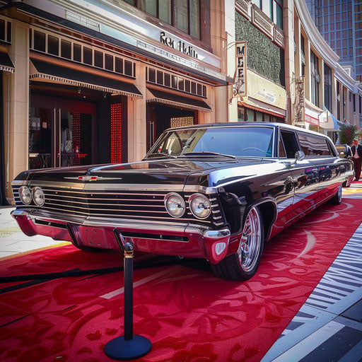 Luxury limousine based on a 1967 Chevy Bel Air at a glamorous event