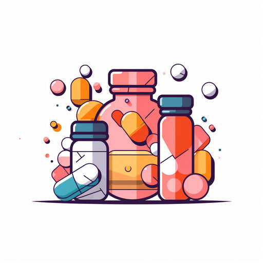 Minimalist medication illustration on white background