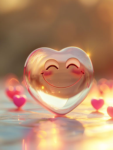 Pink and amber heart on light pink background