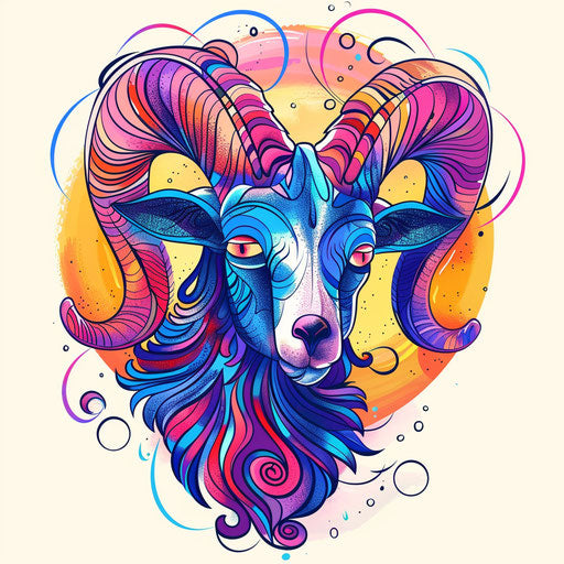 Flat tattoo sketch of a ram for Aries zodiac sign