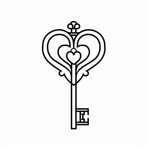 Minimalist line art tattoo of a key unlocking a heart
