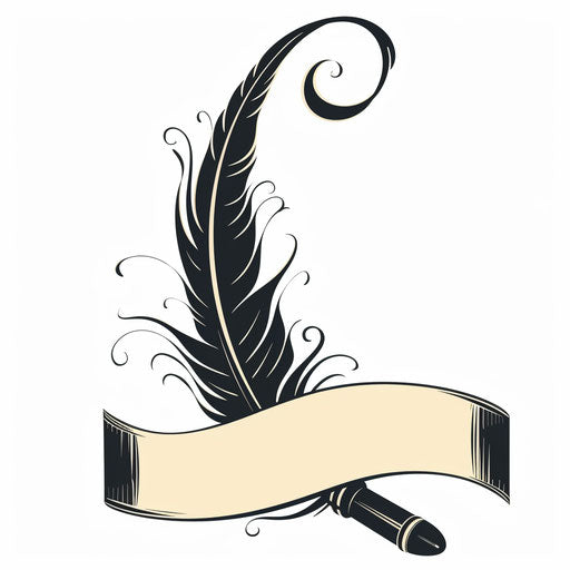 Historical news logo with classic scroll and quill pen