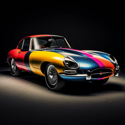 Jaguar E Type Car Rainbow Colors