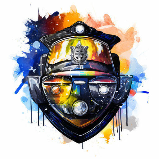 Impressionistic police badge clipart on white background