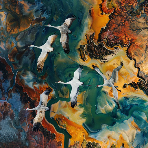 Majestic migration of cranes to seasonal habitat