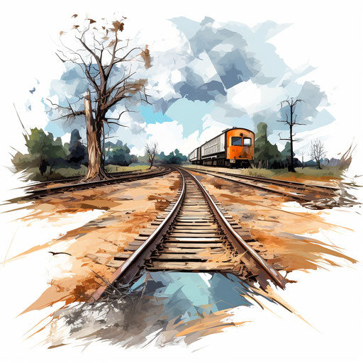 Illustration of track in the style of Oil painting on white background