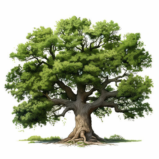 Chiaroscuro Art style oak tree illustration