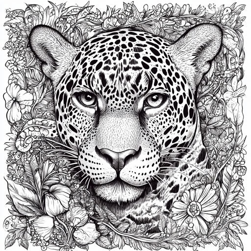 Detailed jaguar portrait with intricate fur patterns