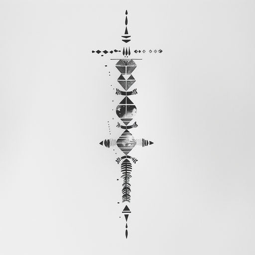 Bold geometric tattoo pattern on white background