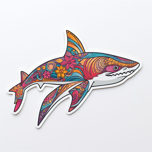 Colorful shark with paisley pattern
