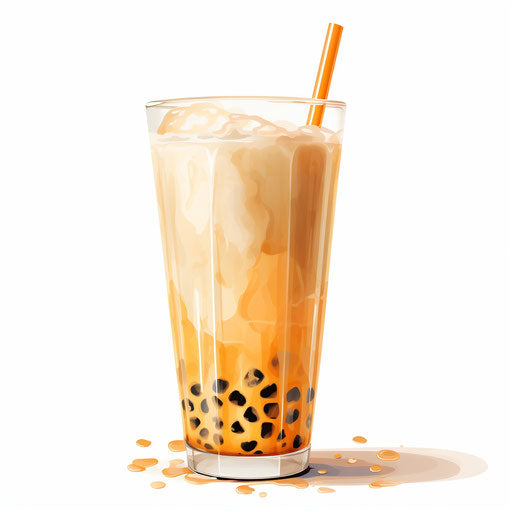 Bubble tea clipart in the style of Oil painting