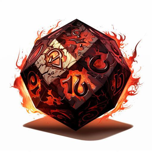 Illustration of a d20 clipart in the style of Chiaroscuro Art, on white background
