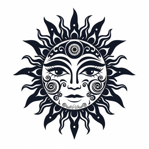 Sun tattoo symbol sun goddess on white background